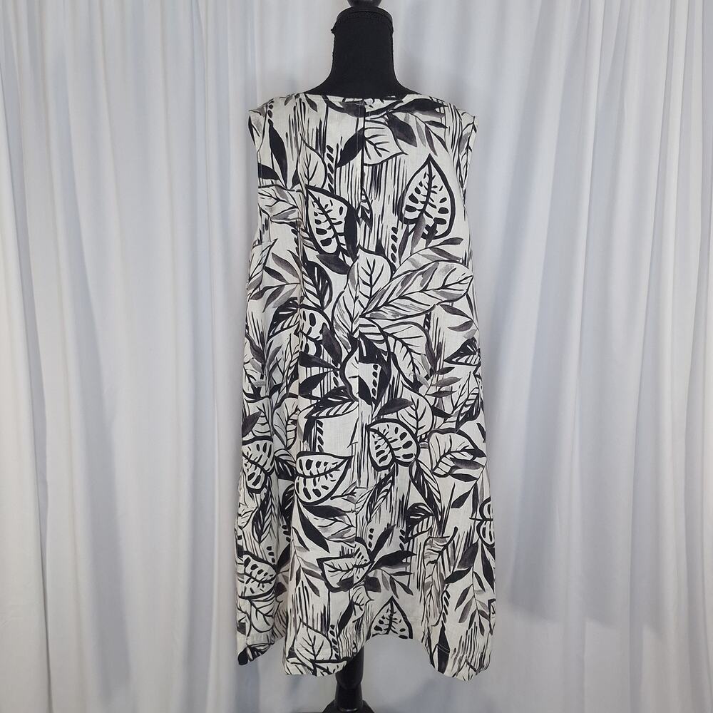 Tahari Linen Dress 3X Khaki Tropical Midi A Line Pockets Sleeveless Resort NWT - Picture 2 of 13